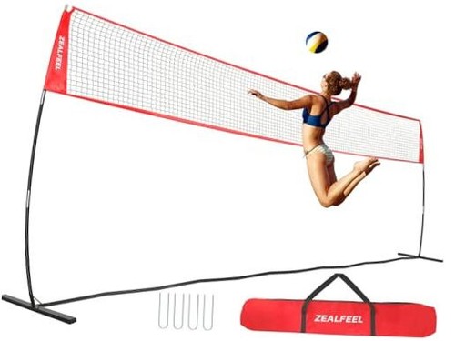 Everfit 8ft Volleyball Net Training Equipment Adjustable Height Portable With Ball And Bag - Red - View #2