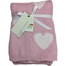 Gerber Modern Moments Pink White Heart Baby Blanket SOFT Chenille Girl 30x40 NWT