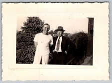 Vtg B&W Snapshot Two Men Outdoors 1945