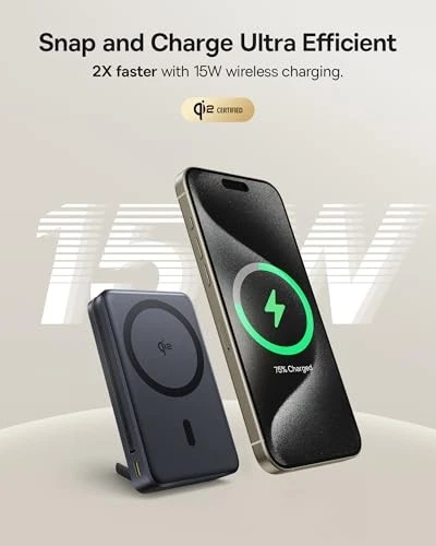 BATERÍA BASEUS QI2 CERTIFICADA 15W MAGSAFE, NOMOS P2 45W, 10.000 MAh - negra Foto 3 de 4