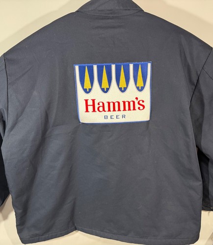 Vtg Hamm’s Beer Mechanic Work Quilted Jacket Americana Delivery Bar CINTAS XXL