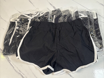 Unbranded Kids Girls Black Short Shorts White Trim Lot of 10 Size Small