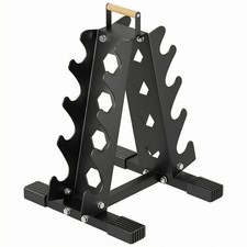 Four-Shelf Dumbbell Rack Wooden Handle Four-Tier Dumbbell Rack Angled Angled