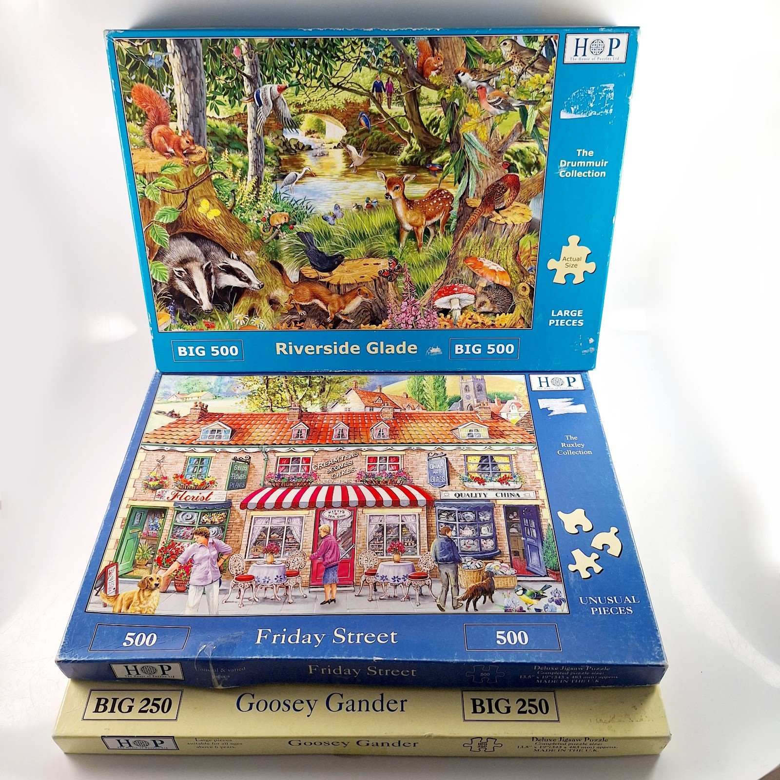 HOP Jigsaw Puzzles, Riverside Glade Big 500 Goosey Gander Big 250, Friday Street