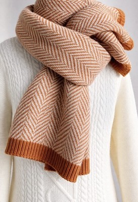 Lightweight wool Chevron Scarf- Soft And  Stylish Winter/Spring Essential-RUST