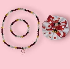 Minnie Mouse Beaded Necklace and Bracelet SetDisney Minnie Mouse Bow Ne