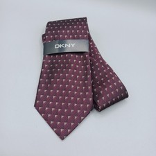 Dkny Men's Purple Geometric Silk Neck-Tie Size 58 x 3.5 Width Brand New