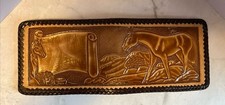 Vtg Hand Tooled Leather Bifold Wallet Horses Hecho Mexico Western Chic 33
