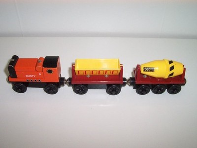 Thomas Wooden Train Rusty with Construction Cars Dumper Car & Sodor Cement Mixer