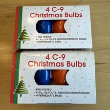 Two- 4 Pack MULTI COLOR SOLID C-9 Light Bulbs 5 Watt Holiday Christmas Night NEW