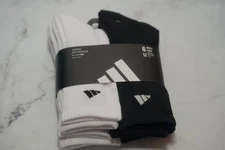 Adidas Men's Athletic Cushioned Crew Socks with Arch Compression, 6 Medium Pairs