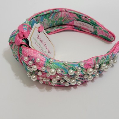 Lilly Pulitzer Pink Floral Pearl-Accent Padded Headband NEW NEW LELE SADOUGHI LILLY PULITZER PEARL KNOTTED HEADBAND  main image 4