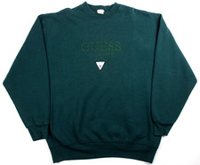 GUESS Vintage Made In USA Embroidered Spell Out Crewneck Sweatshirt Size XL