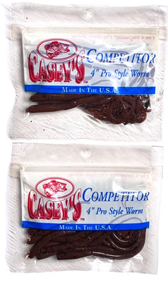 2 PACKS Casey's Competitor 5'' Tri Tail Finesse Worm Brown Pepper 14 Count Pack