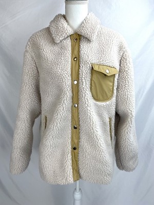 Rag & Bone Elliot Jacket Women Size Large Sherpa Coat Ivory Snap Closure