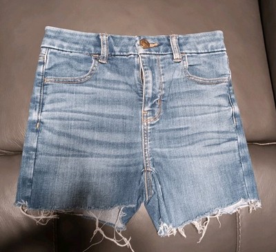 American Eagle Curvy Hi-Rise Shortie Sz 0 Blue Cut Off