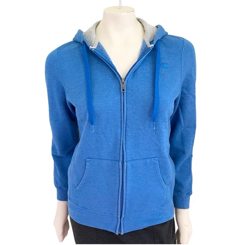 VETEMENTS Felpa con cappuccio e zip intera foderata in pile CHAMPION blu brillante DONNA MEDIA
