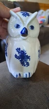 Vintage Ceramic Owl Creamer Blue And White By JSNY Philippines Coffee Tea 