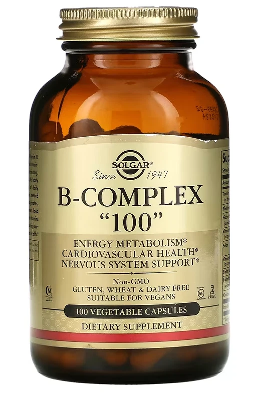 SOLGAR B-COMPLEX "100" / 100 Kapseln / B-100 VITAMIN COMPLEX MIT GRU - Bild 1 von 1