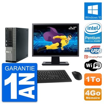 PC Dell 990 SFF Bildschirm 22'' Intel G840 RAM 4GB Festplatte 1TB Windows 10 Wifi