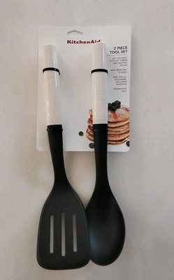 Kitchen Aid 2 Piece Tool Set (Slotted Turner / Basting Spoon) Almond Cream