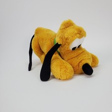 Disney Pluto Plush Dog Stuffed Animal Yellow Green Collar 12 Inch Toy
