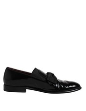 Dolce & Gabbana Black Leather Loafers Men Formal Dress Men's Shoes Authentic