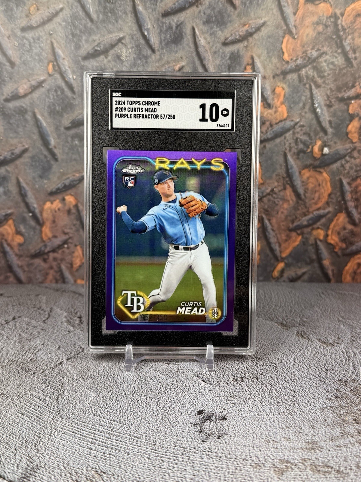2024 Topps Chrome, Curtis Mead #209 Purple Refractor /250 PSA 10