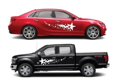 2 x Car SUV Racing Long Stripe Graphics Side Body Vinyl Decal Super Star