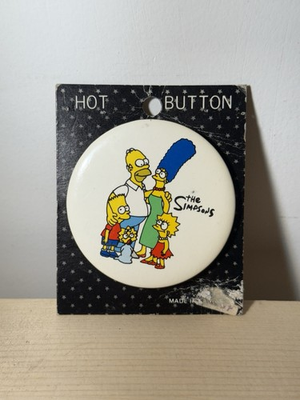 #ad Vintage NOS 90s THE SIMPSONS Fox Hot Button Pin Bart Homer Marg $7.75
