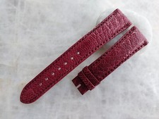 19mm/16mm Genuine Ostrich Leather Watch Padded Strap Band - Burgundy Color