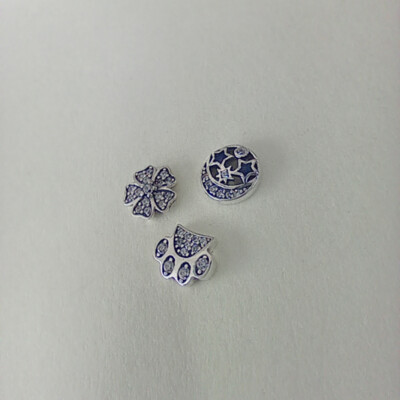 Pandora Sterling Silber MoonPetite Pfotenabdruck Blumen Charms Set ALE 925