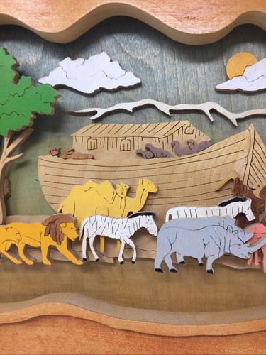 Noahs Ark Handmade Laser Cut Wood Wall Plaque 3D Children’s Room Christianity - Picture 3 of 12
