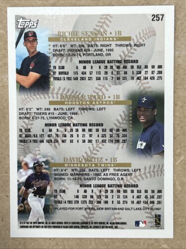 DCC: 1997 Topps Prospects #257 David Ortiz Rookie RC Ward Sexson NM-MT Twins HOF - Picture 2 of 6