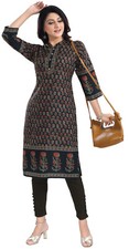 DKL512 Cotton Blend Black Kurtis for Women Ethnic Kurti Tunic Kurta Shirt Dress