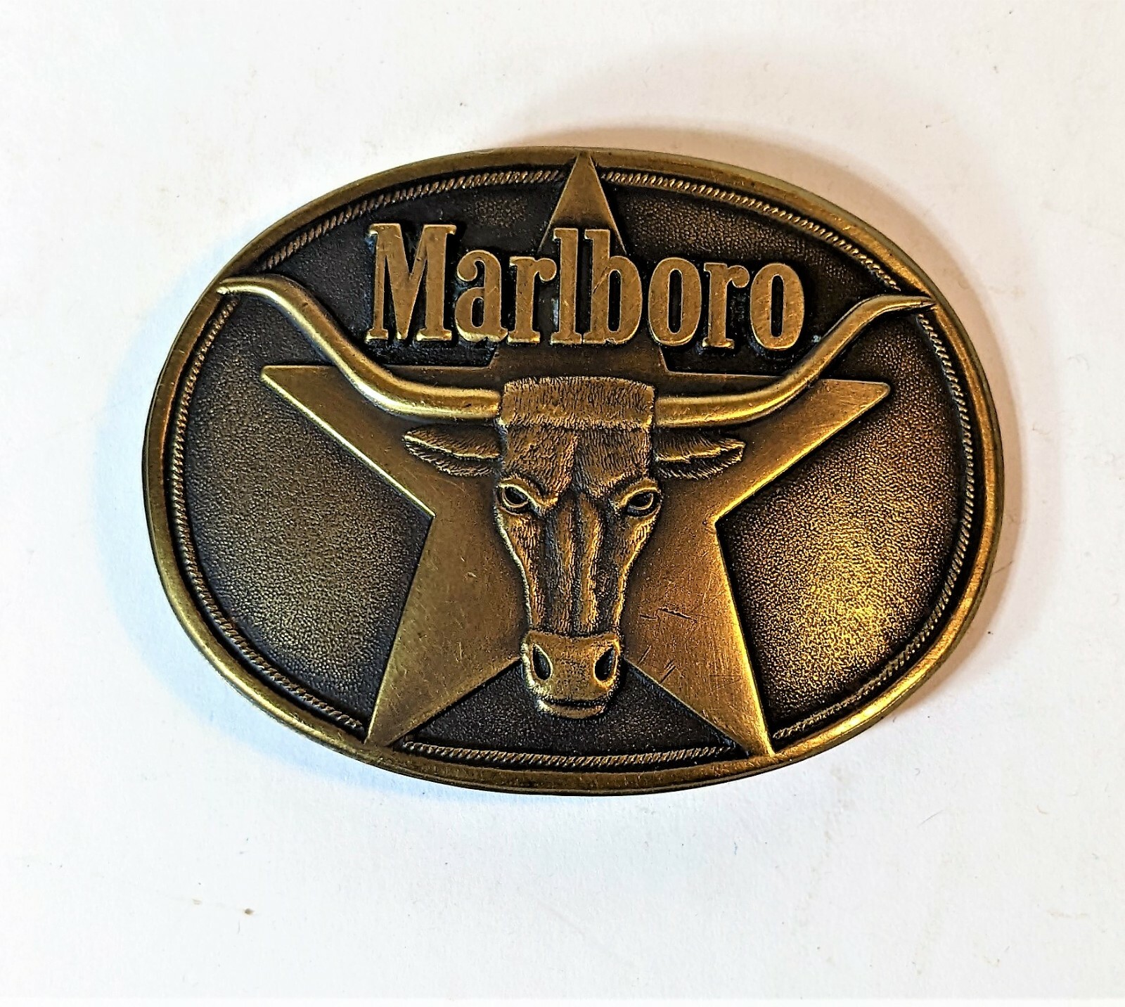 Solid Brass Belt Buckle Marlboro Longhorn Lone Star o… Gem