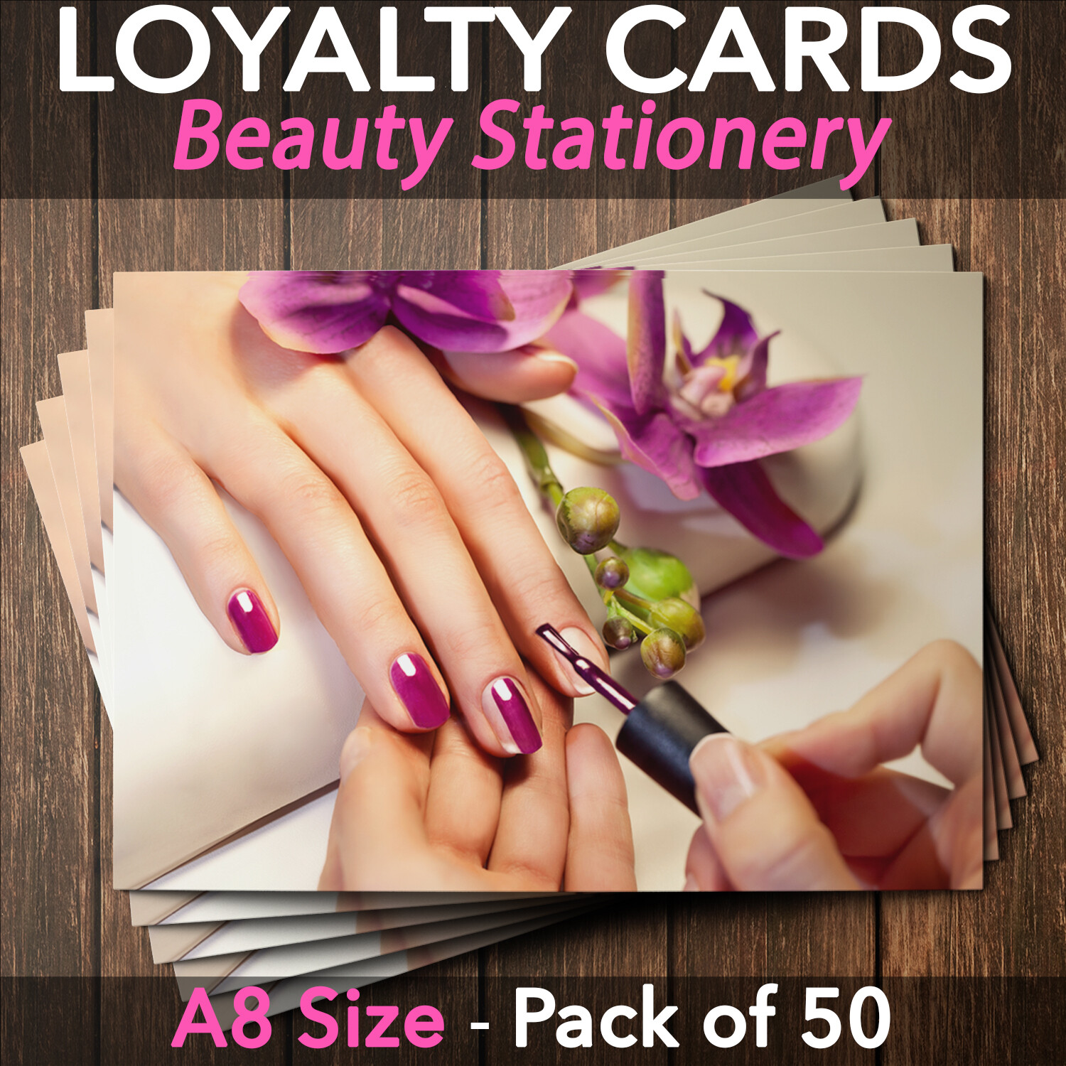Loyalty Cards Manicure Pedicure Nail Bar Salon Beauty Spa Gel Polish Pack of 50