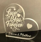 Love Anniversary  Gift - Personalised Free Engraving - Love Heart Glass - Gift
