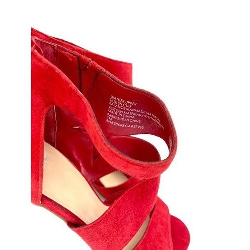 BP. Heels Red Suede Leather Allie Strappy Sandals Stiletto Shoes SZ 7 SH03 - Picture 7 of 9