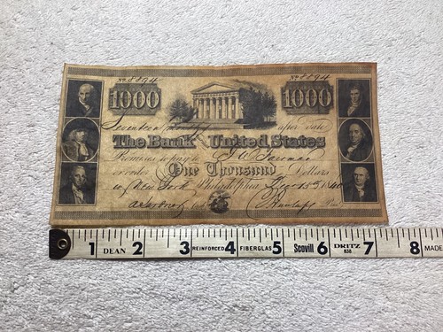 $1000 Bank of the United States 1840 Note #8894 Philadelphia Reproduction 3 Set - 第 8/9 張圖片