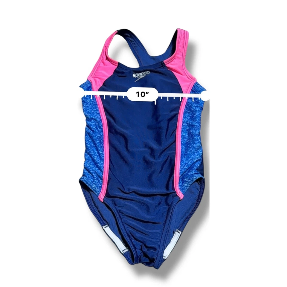 Traje de baño deportivo Speedo Infinity de una pieza rosa azul XS 5/6 para niñas Foto 4 de 4