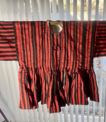 Handwoven Batakari, Fugu. Red/Black Striped. Funerals & Cultural Ceremonies