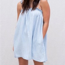 Show Me Your MuMu Angel Mini Dress Denim Chambray Size Large