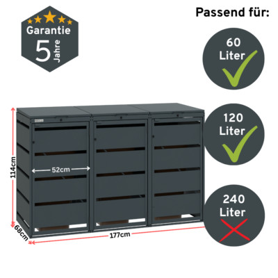 MBOX24 Classic Mülltonnenbox Mülltonnenverkleidung 3er 120L