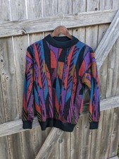Vintage 1990s Multicolor Patterned Knit Unisex Sweater 17" Width 25" Length