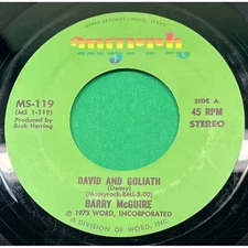 Barry McGuire David & Goliath / Love Is 45 Rock Christian Myrrh Records 119