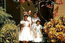 OG06 ORIGINAL KODACHROME 1950s 35MM SLIDE CONFIRMATION DRESSES CHURCH