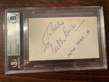 1968 MILTON BERLE COMEDIAN  SIGNED CUT ON INDEX CARD BECKETT SLABBED