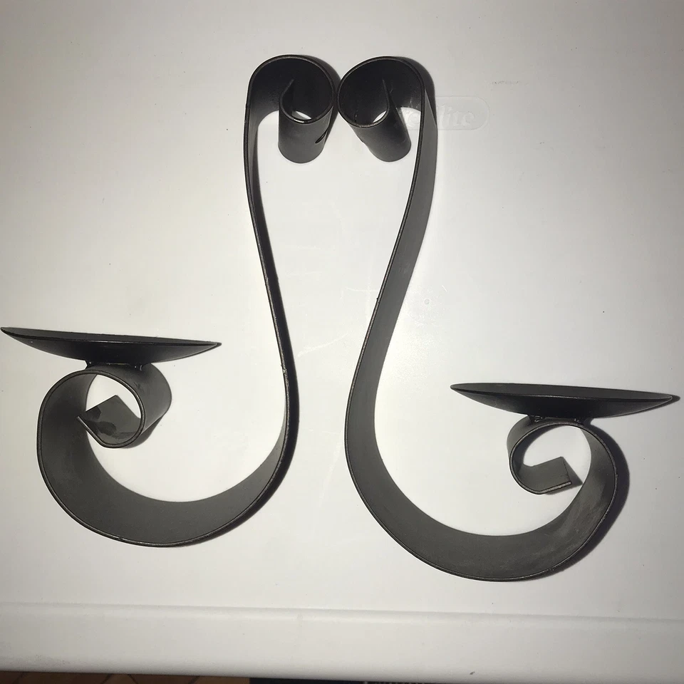 Bronze Wall Scone (2) with round base 9” Length 5” Base - Image 4 of 4