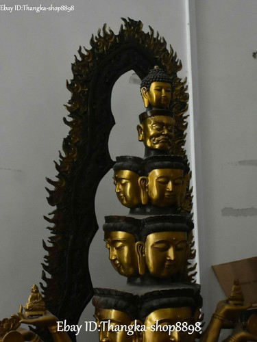 83"Purple Bronze Gilt Buddhism 1000 Arms Avalokiteshvara Guan Yin Goddess Statue - Picture 8 of 10